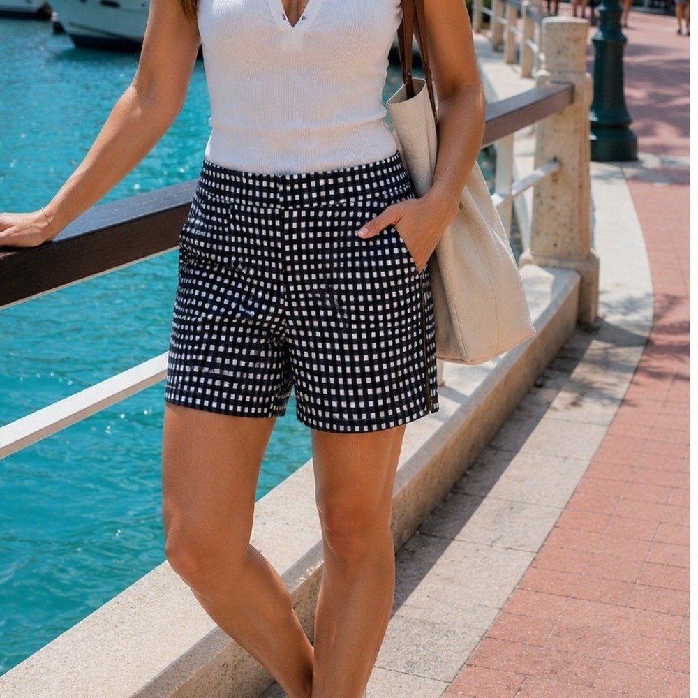 Callaway Golf Shorts Womens 8 Black White Gingham Check Opti-Dri Performance